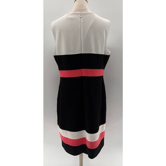 Tommy Hilfiger White/Black/Pink Striped Sleeveless Shift Dress NWT- 16 - Picture 3 of 12